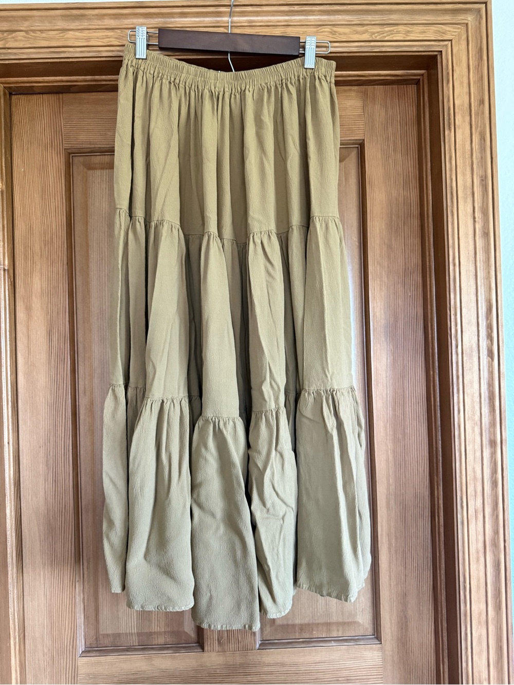 Double D Ranch Olive-Tan Tiered Maxi Skirt